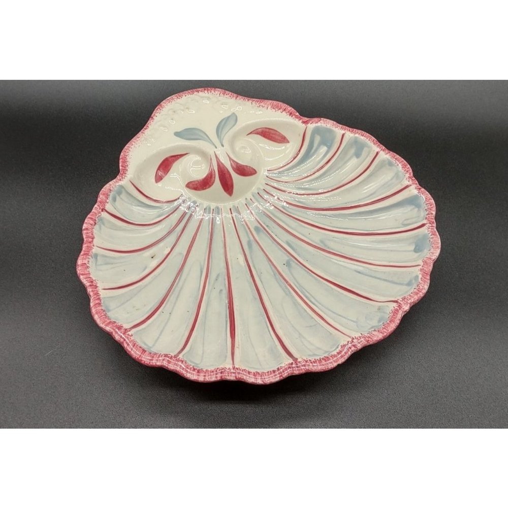 Blue Ridge Southern Potteries Clam Shell Bon Bon Dish 9 x 8.5 In